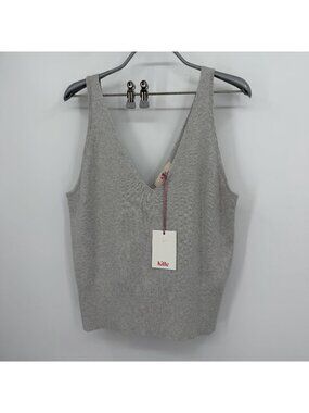 Kilte Collection Rei Tank in Heather Grey Cotton-Cashmere size 3/L-XL V-Neck Top